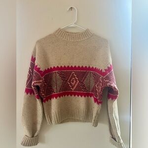 & Other Stories Nordic Fair Isle Wool Cropped Sweater | S